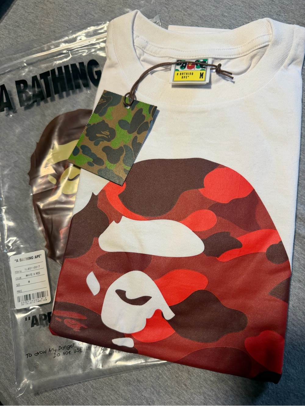 Bape red camo white tee Medium